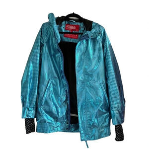 Oneill Women's Freedom Series Blue Check Metallic Ski Jacket Size Extra Small